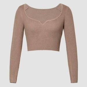 NWT Sweetheart neck crop ribbed sweater